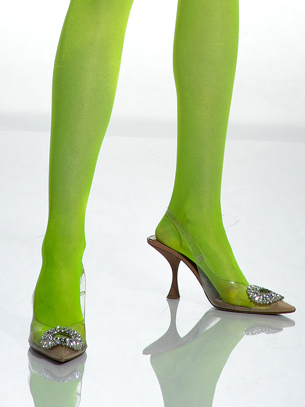 Amour pėdkelnės atviru tarpkoju "Hip Gloss 20 Den Neon Yellow"