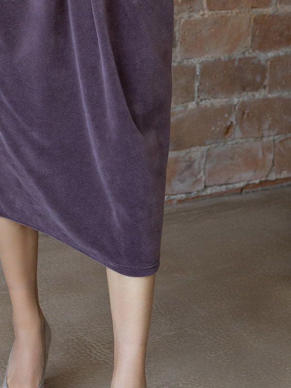 Lega Ilga veliūrinė suknelė su dirželiu "Anahit Dusty Violet"