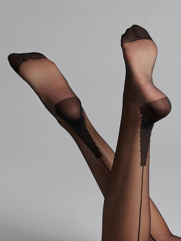 Maison Close prisegamos kojinės su siūle "Bas Nylon Signature Couture 15 Den Black"