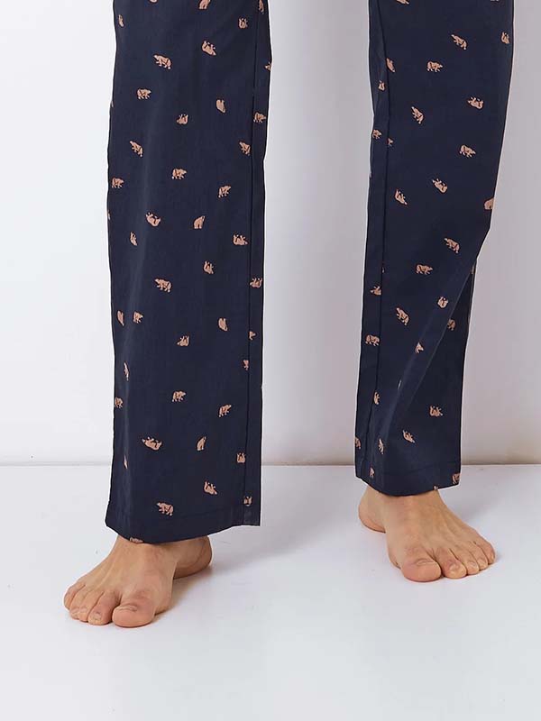 Aruelle medvilnės ir modalo vyriška pižama "Ben Long Navy - Brown"