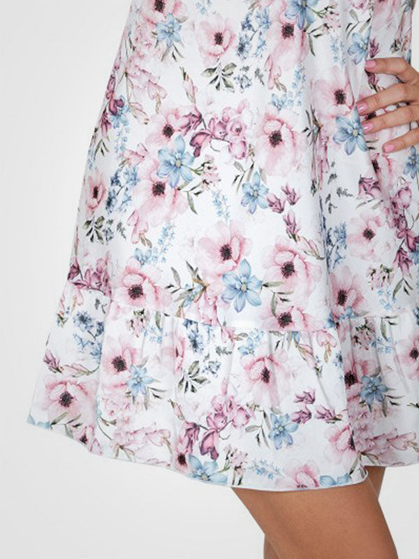 Donna atlasiniai naktiniai "Rosa Ecru - Multicolor Flower Print"