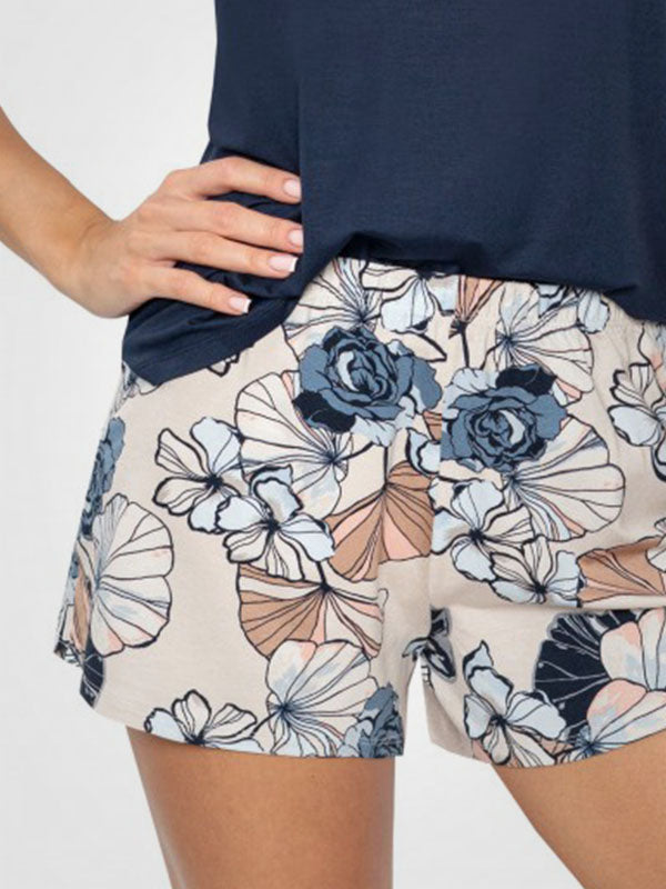 Donna trumpa viskozinė pižama "Sofia II Dark Blue - Beige"