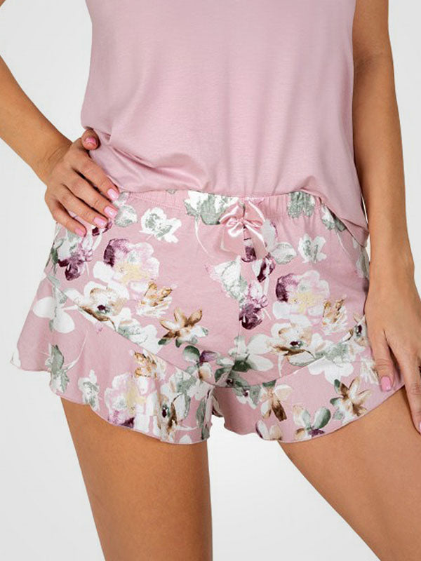 Donna trumpa viskozinė pižama "Nicola Pink - Multicolor Flower Print"