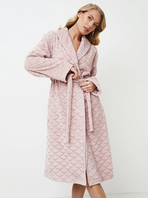 Aruelle raštuotas minkštas chalatas "Alison Dusty Pink"