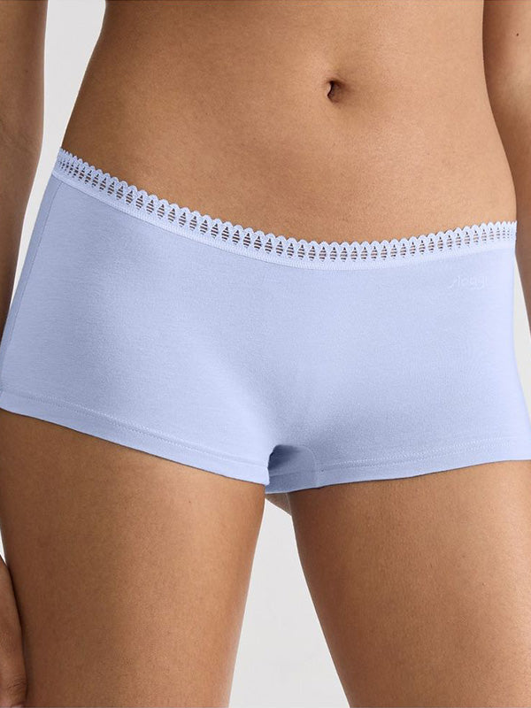 Sloggi 3 medvilninių kelnaičių šortukų komplektas "Go Crush White - Blue - Dark Blue"