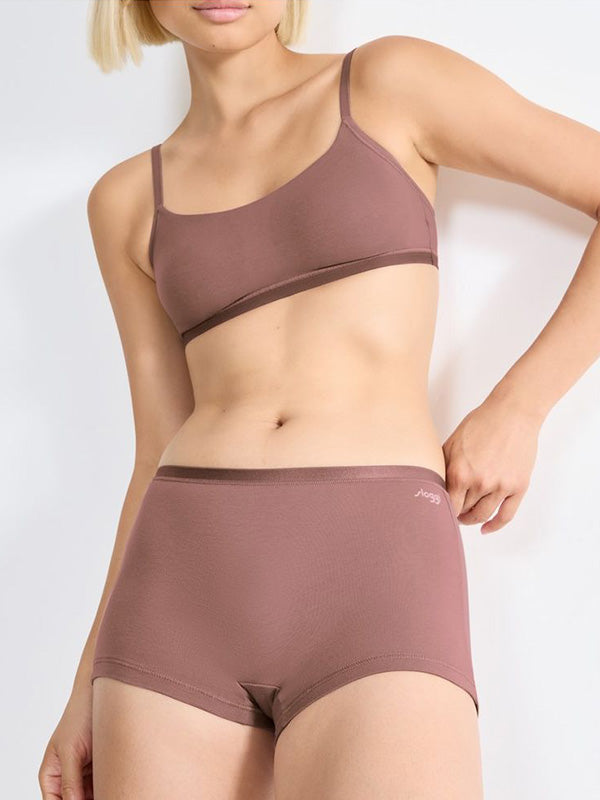 Sloggi 3 organinės medvilnės kelnaičių šortukų komplektas "Go Daily Dark Pink"
