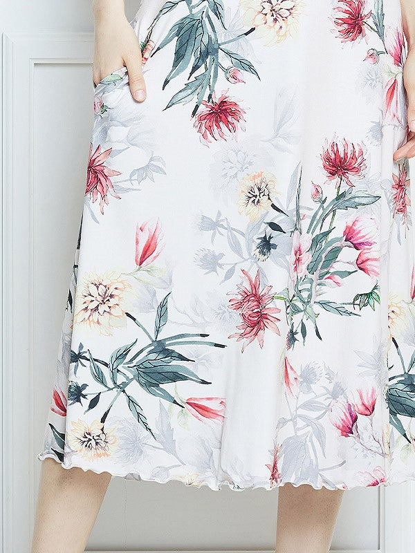 Lega viskozinė suknelė "Samantha White - Red Flower Print"