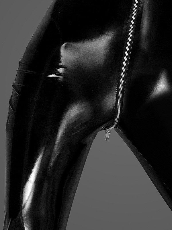 Noir Handmade blizgus PVC kombinezonas su užtrauktuku "Trinity Black"