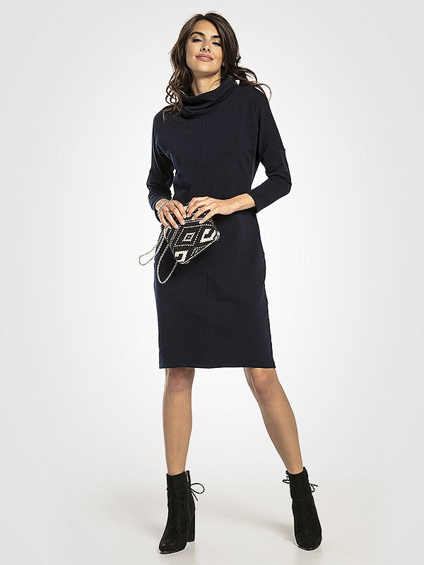 Tessita medvilninė suknelė aukštu kaklu "Loretto Navy"