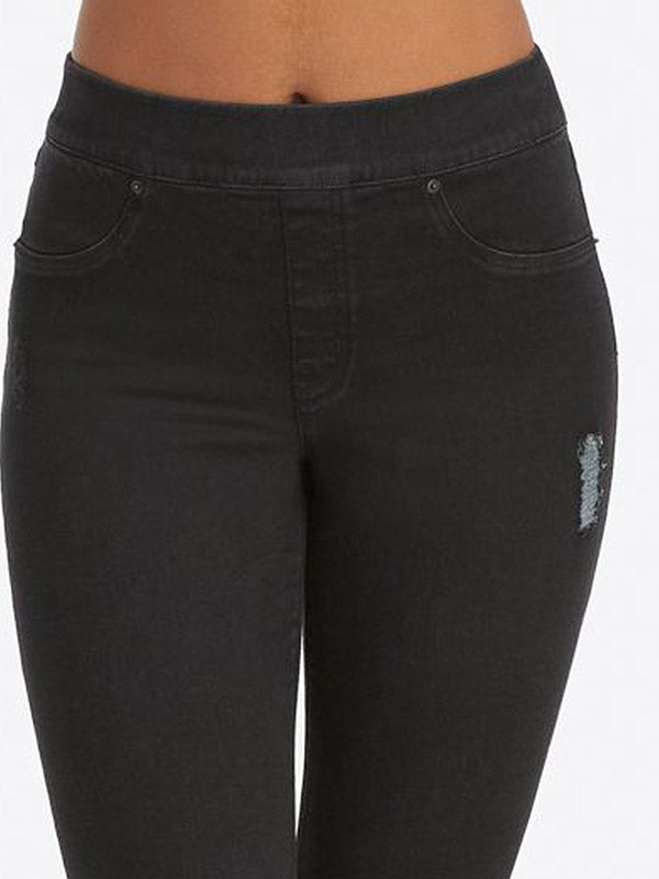 Spanx koreguojantys džinsai-leginsai "Vintage Distressed Black"