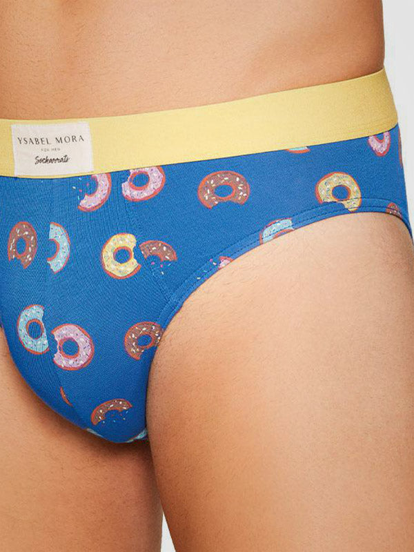 Ysabel Mora 2 vyriškų medvilninių kelnaičių komplektas "Donuts Blue - Red - Multicolor"