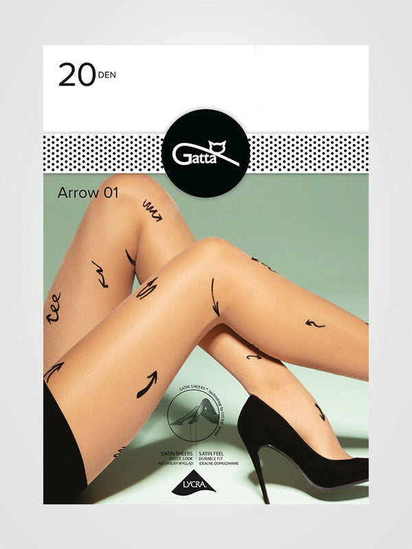 Gatta raštuotos pėdkelnės "Arrow 01 20 Den Daino - Black"