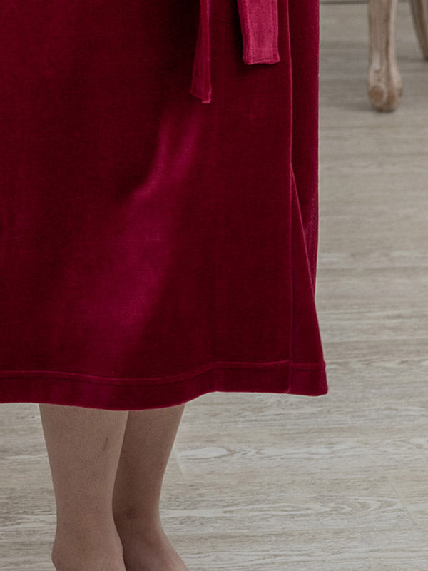 Belmanetti ilgas medvilninis chalatas "Maria Velour Burgundy"