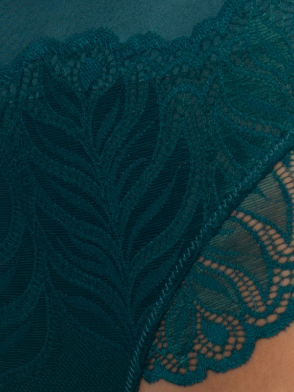 Esotiq aukšto juosmens nėriniuotos kelnaitės "Korin Emerald"