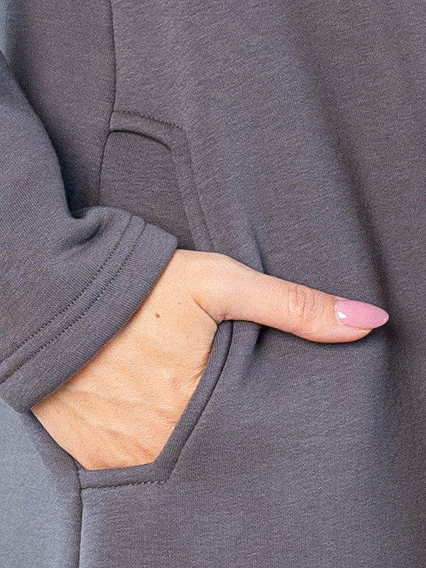 Lega ilga medvilninė suknelė su pūkeliu iš vidaus "Trisha Graphite"