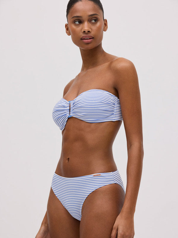 Ysabel Mora bandeau maudymosi kostiumėlis formuotais kaušeliais "Lorena White - Blue"