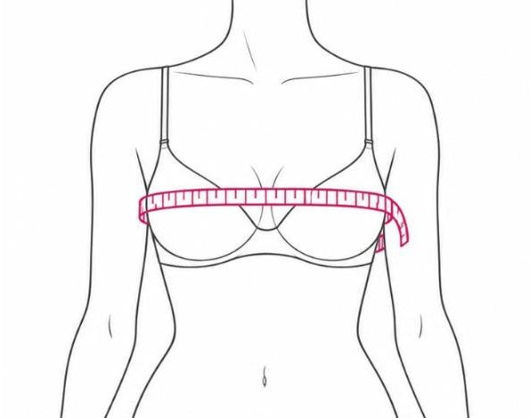 Woman's torso with a tape measure around the fullest part of the bust